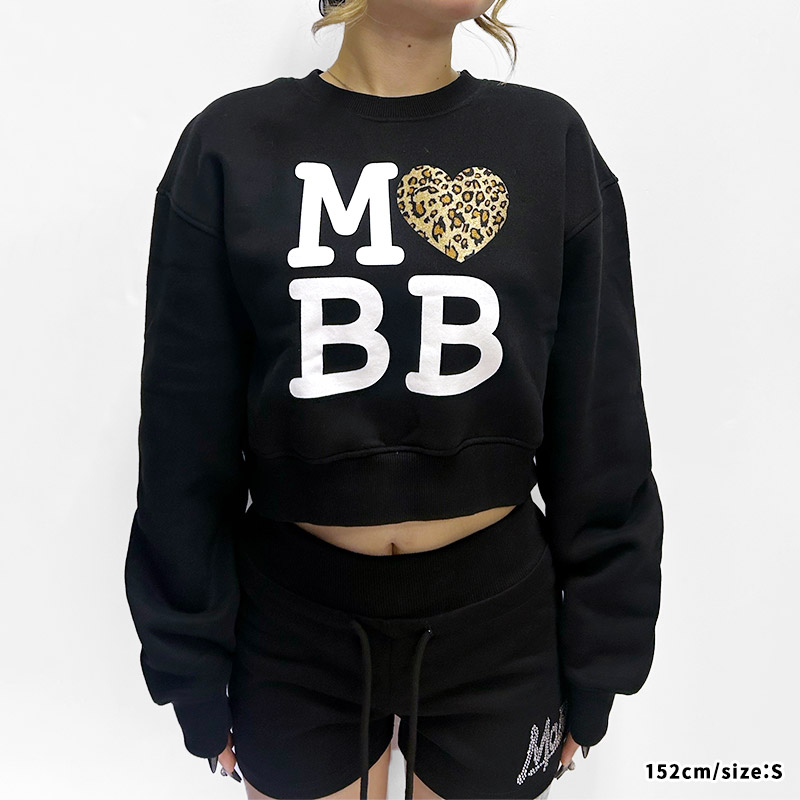 MOBB LOVE LEOPARD CROOPED SWEAT -WHITE- (LADIES)
