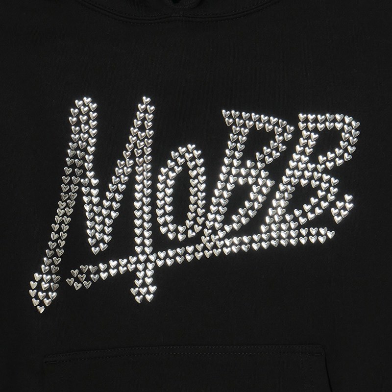 OG METAL HEART HOODIE -BLACK×SILVER- (LADIES)