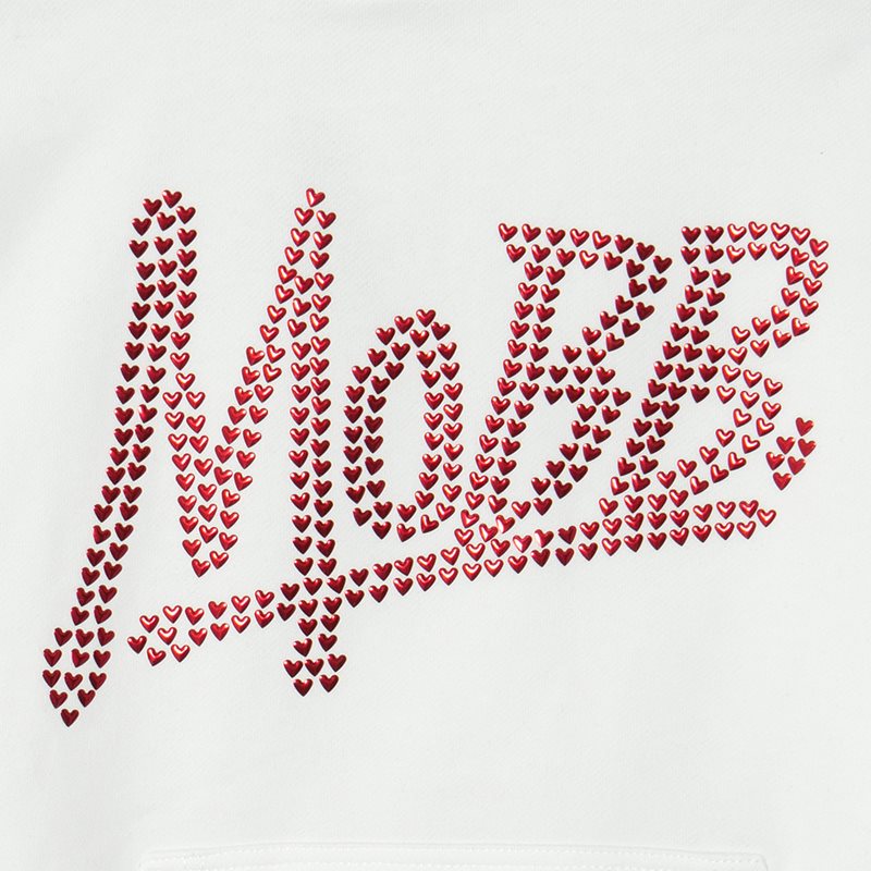 OG METAL HEART HOODIE -WHITE×RED- (LADIES)