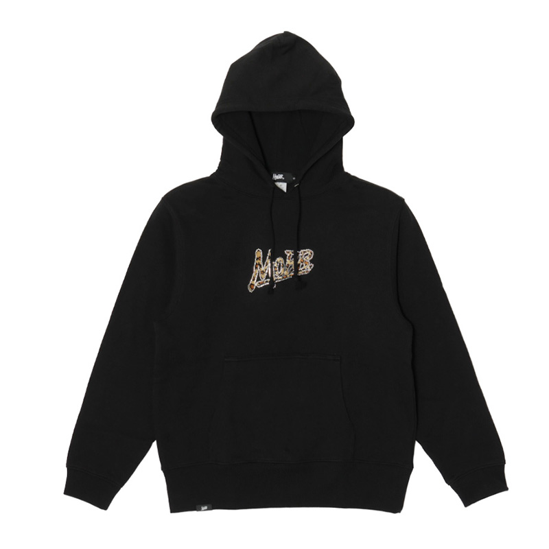 OG TRIM STONE LEOPARD HOODIE -BLACK- (LADIES)