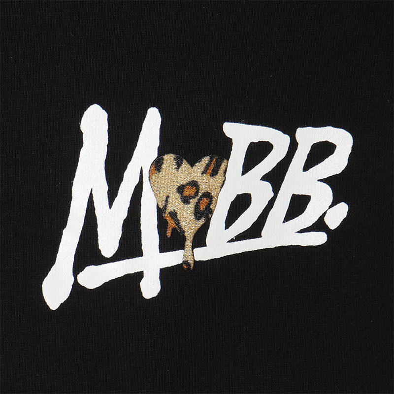 HEART DRIP LEOPARD HOODIE -BLACK- (LADIES)