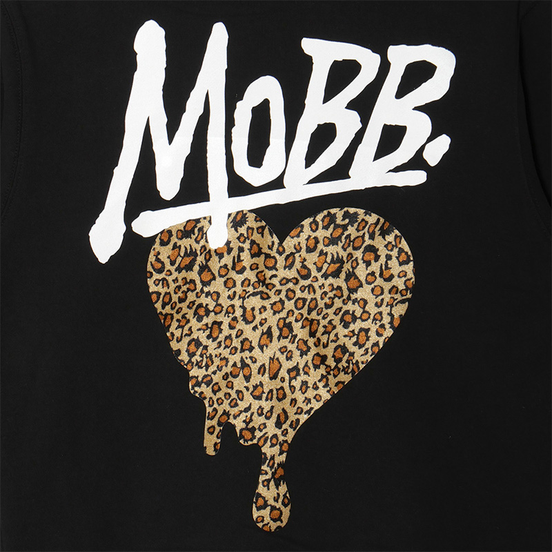 HEART DRIP LEOPARD HOODIE -BLACK- (LADIES)