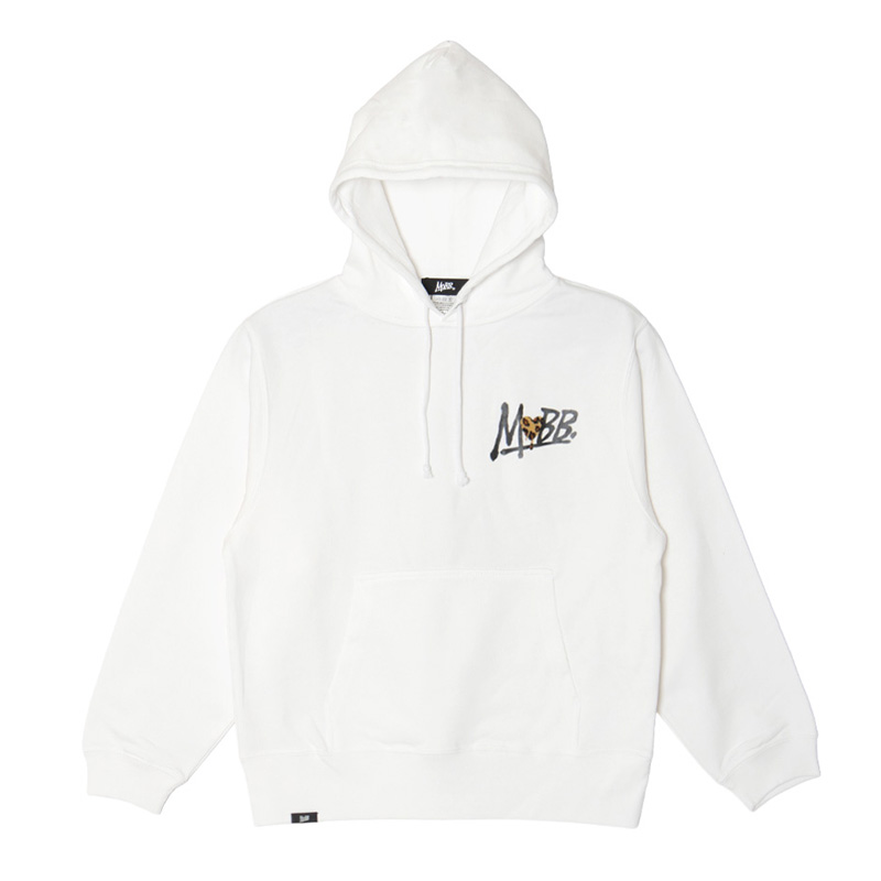 HEART DRIP LEOPARD HOODIE -WHITE- (LADIES)