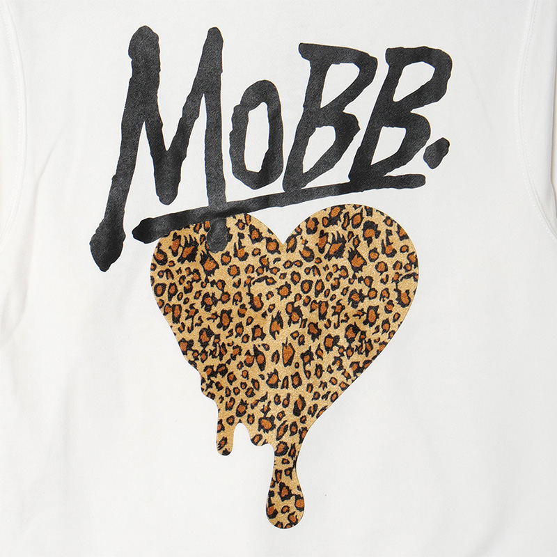 HEART DRIP LEOPARD HOODIE -WHITE- (LADIES)