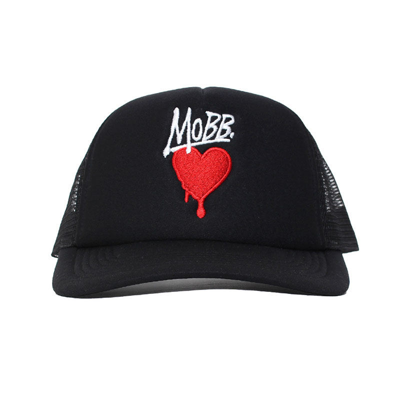 HEART DRIP MESH CAP -BLACK-