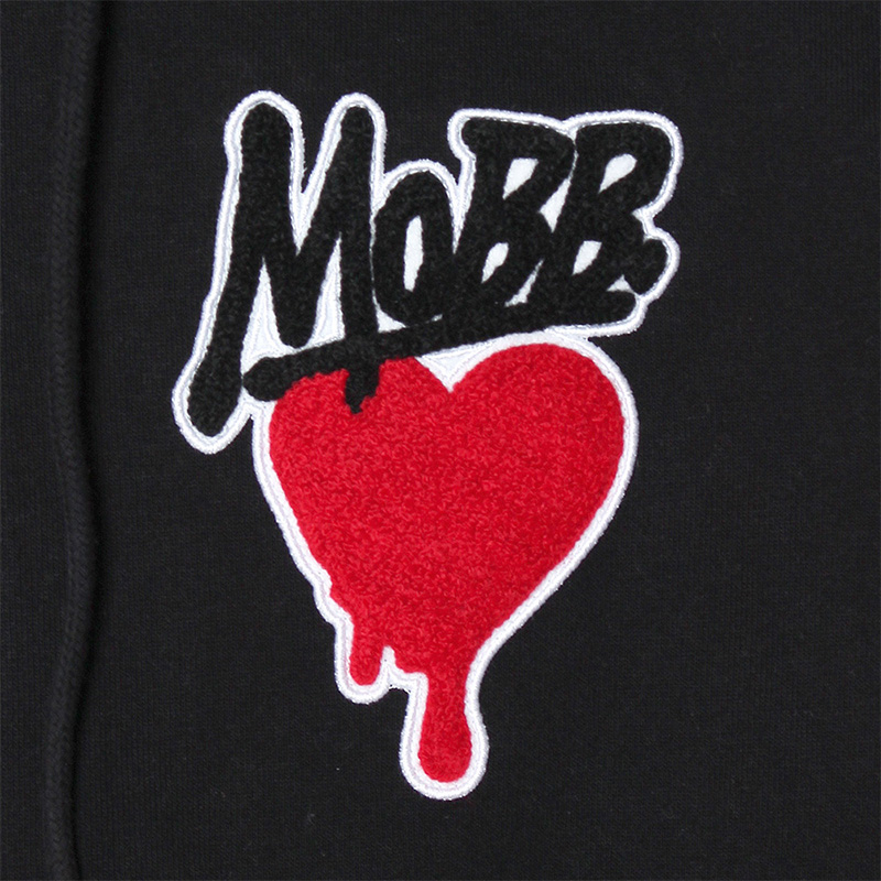 HEART DRIP WAPPEN ZIP HOODIE -BLACK-