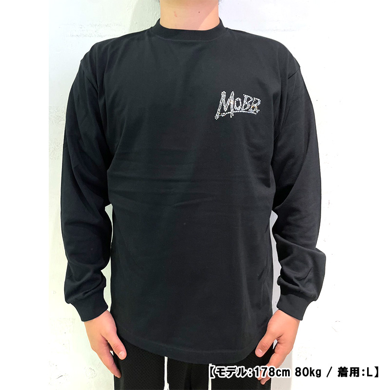 OG RHINESTONE L/S T-SHIRT -BLACK-