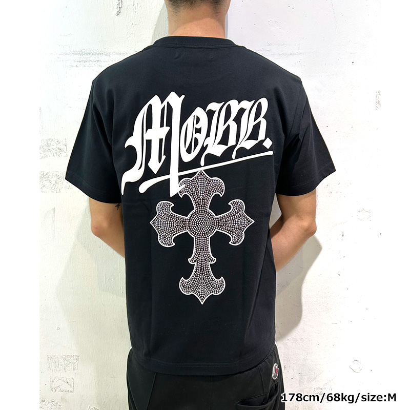 CROSS RHINESTONE T-SHIRT -BLACK-