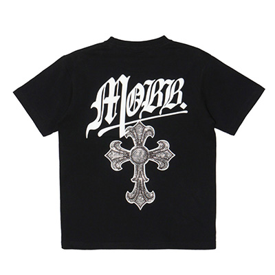 CROSS RHINESTONE T-SHIRT -BLACK-