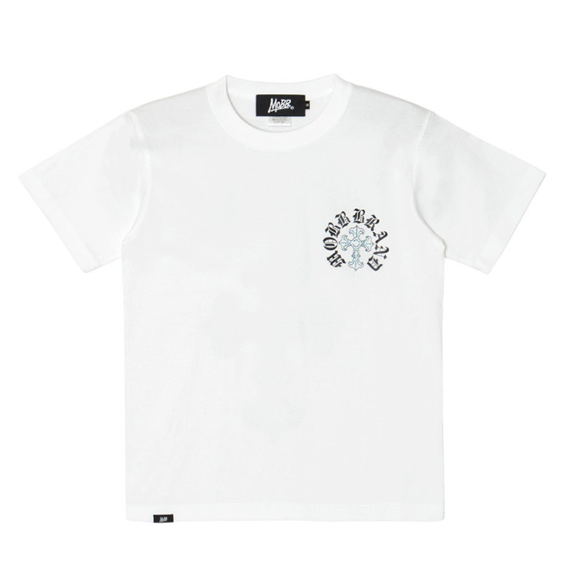 CROSS RHINESTONE T-SHIRT -WHITE-