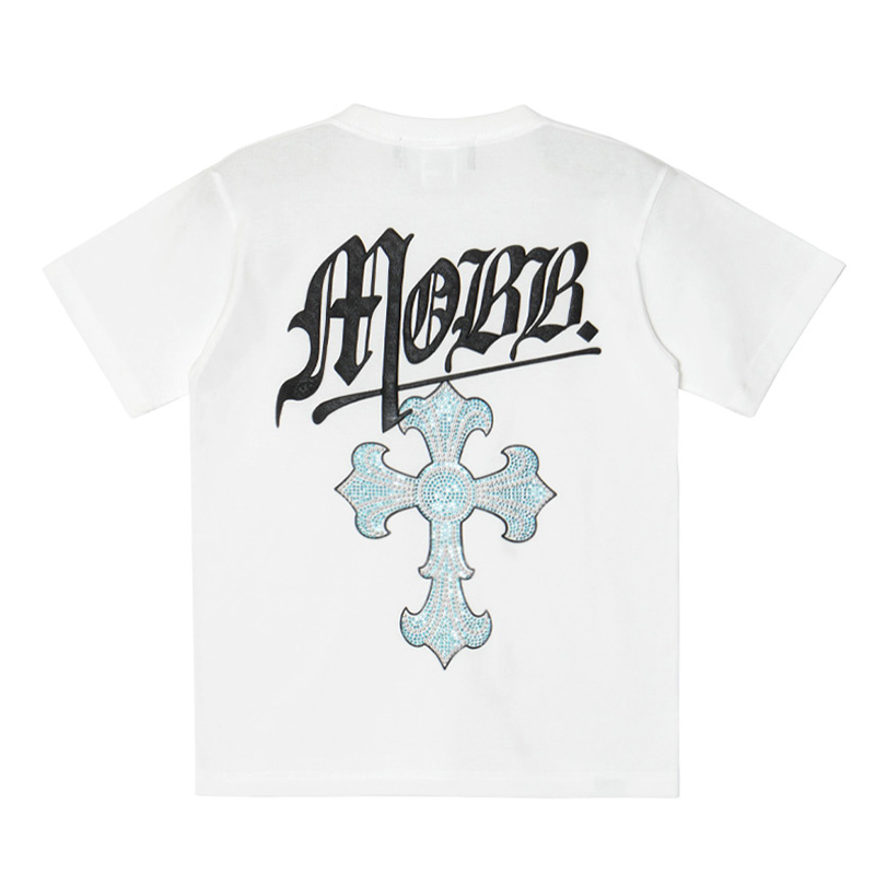 CROSS RHINESTONE T-SHIRT -WHITE-