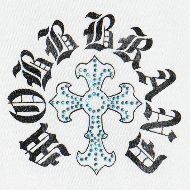 CROSS RHINESTONE T-SHIRT -WHITE-