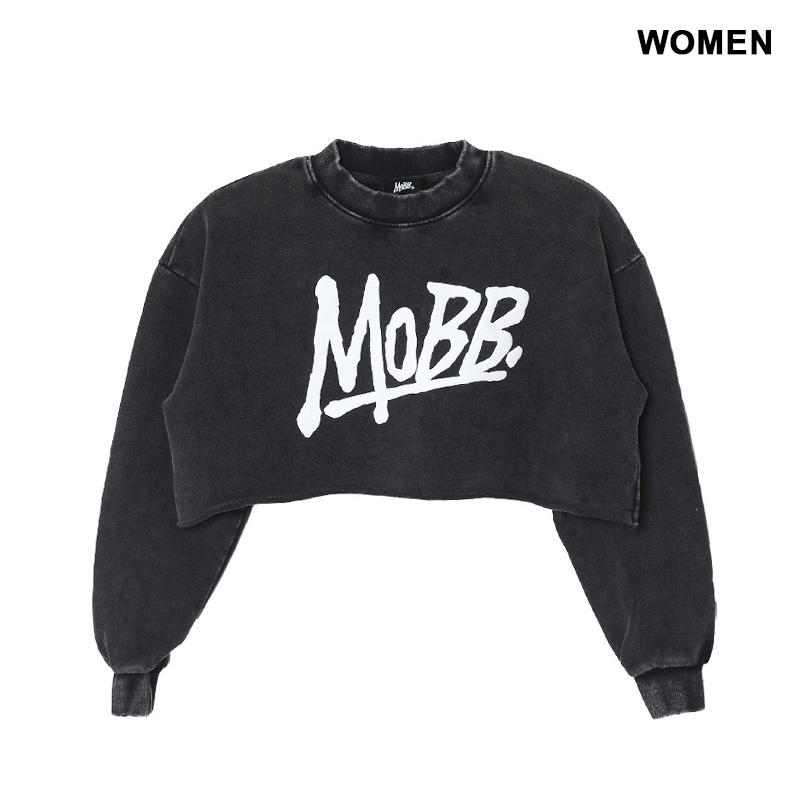 OG CROPPED PIGMENT SWEAT -BLACK- (WOMEN)