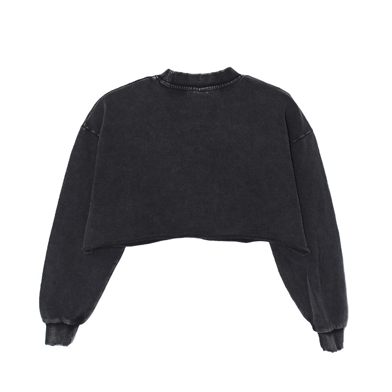 OG CROPPED PIGMENT SWEAT -BLACK- (WOMEN)