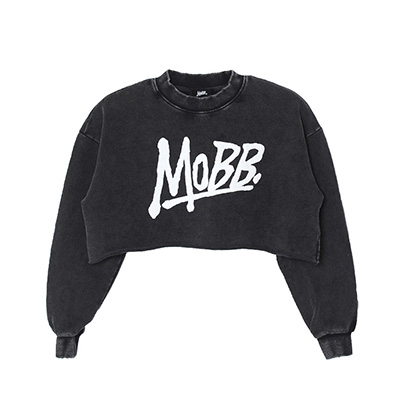 OG CROPPED PIGMENT SWEAT -BLACK- (WOMEN)(S)