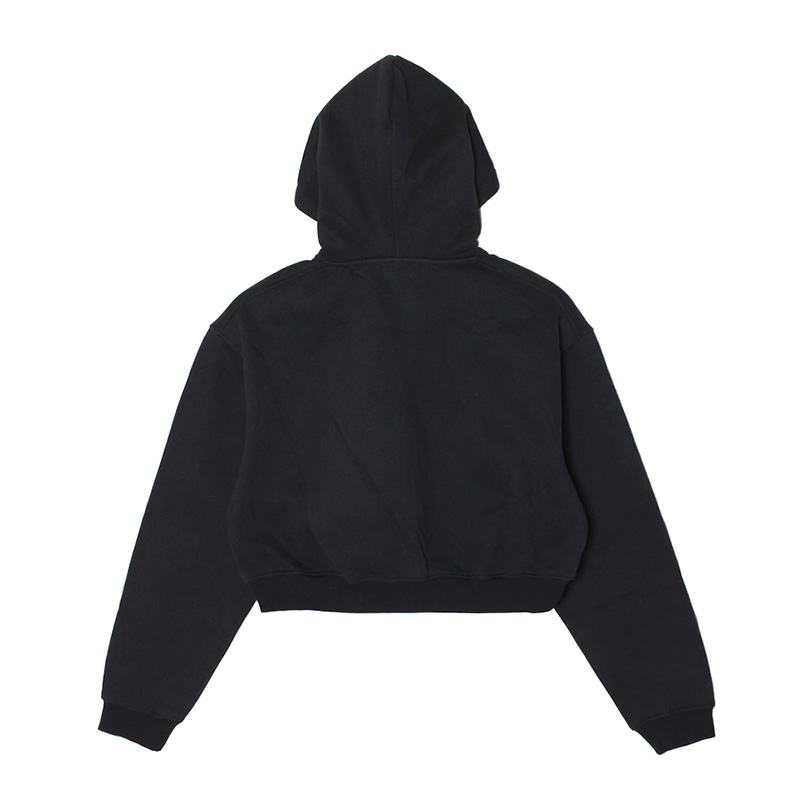 HEART DRIP WAPPEN CROPPED ZIP HOODIE -BLACK- (WOMEN)