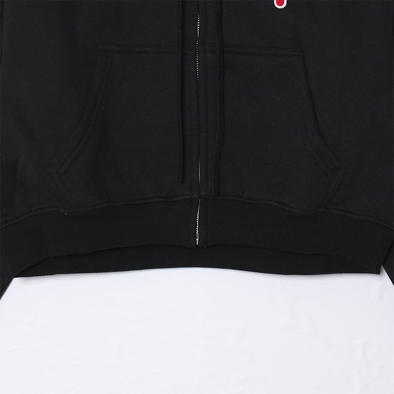 HEART DRIP WAPPEN CROPPED ZIP HOODIE -BLACK- (WOMEN)