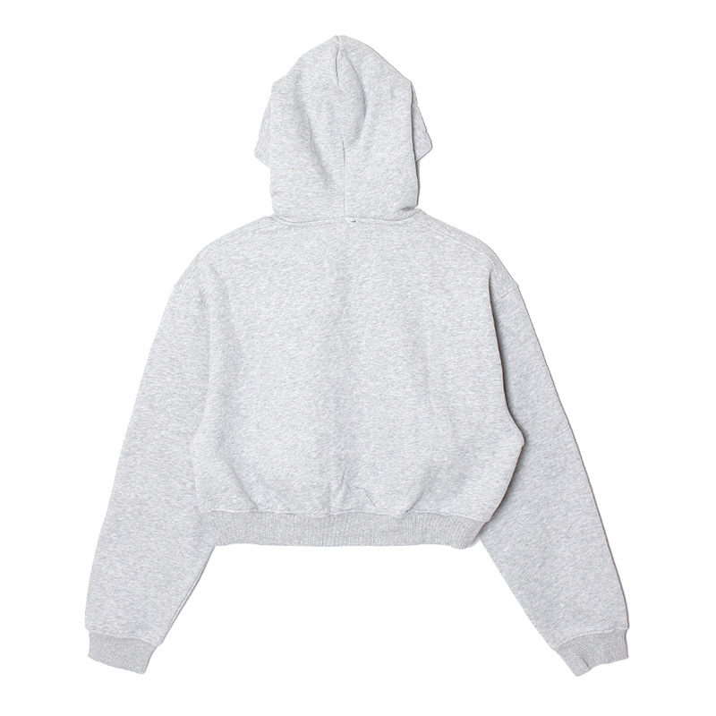 HEART DRIP WAPPEN CROPPED ZIP HOODIE -GREY- (WOMEN)