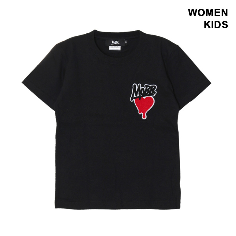 HEART DRIP WAPPEN T-SHIRT -BLACK-(WOMEN/KIDS)