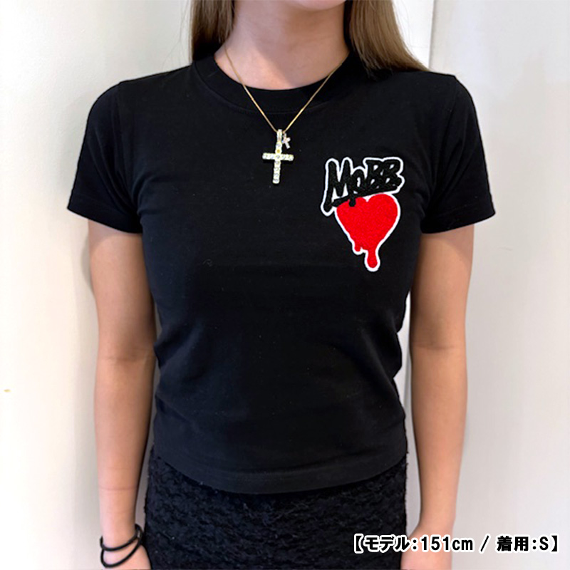 HEART DRIP WAPPEN T-SHIRT -BLACK-(WOMEN/KIDS)