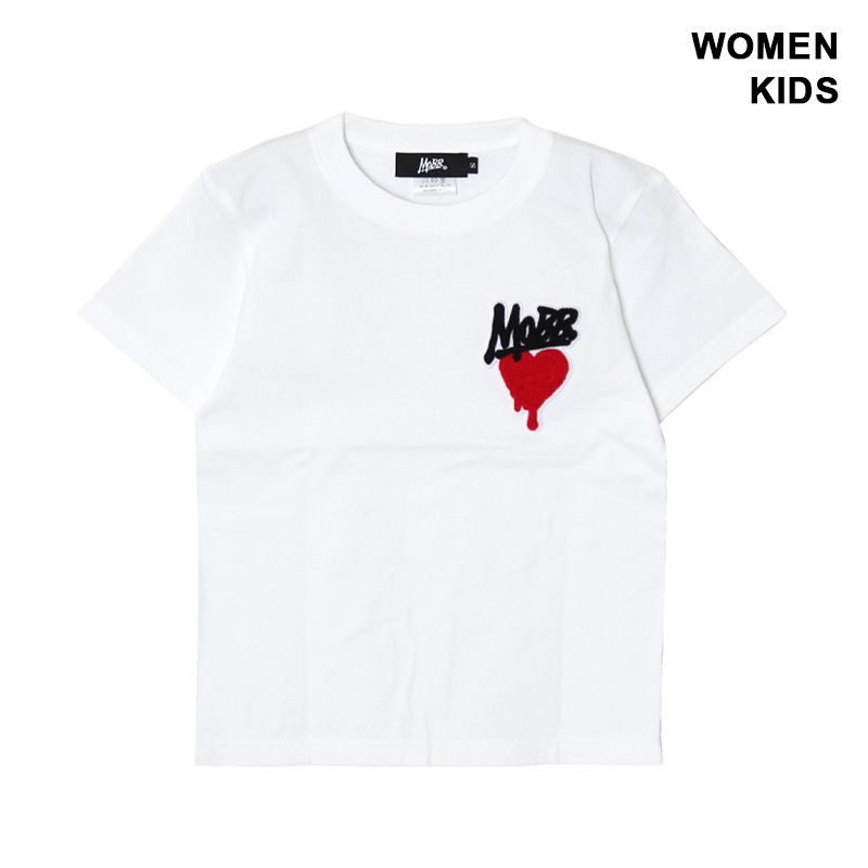 HEART DRIP WAPPEN T-SHIRT -WHITE-(WOMEN/KIDS)