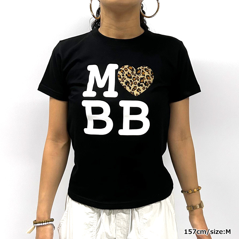 MOBB LOVE LEOPARD T-SHIRT -BLACK-(LADIES/KIDS)
