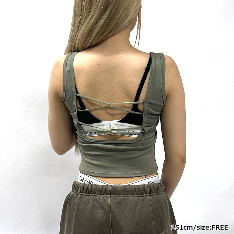 OG STUDS LACE UP TANKTOP -BLACK-（LADIES）