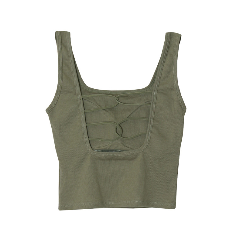 OG STUDS LACE UP TANKTOP -OLIVE-（LADIES）
