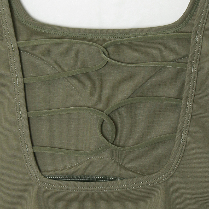 OG STUDS LACE UP TANKTOP -OLIVE-（LADIES）