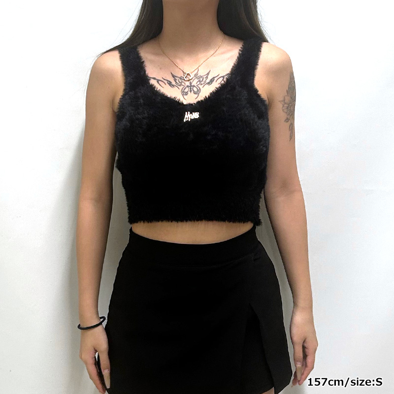 OG PLATE MOHAIR TANK TOP -BLACK-（LADIES）
