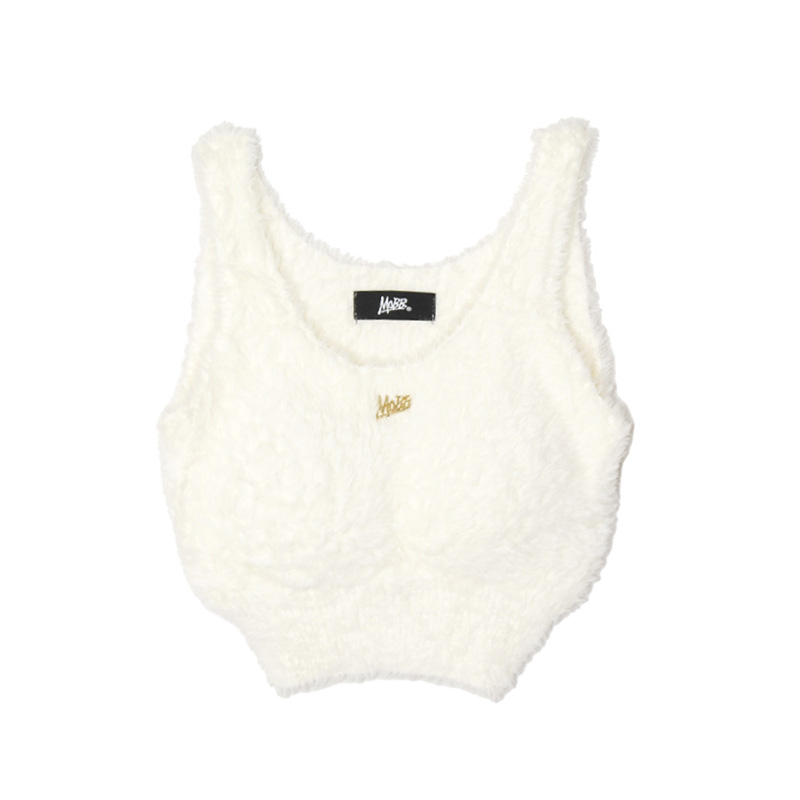 OG PLATE MOHAIR TANK TOP -WHITE-（LADIES）