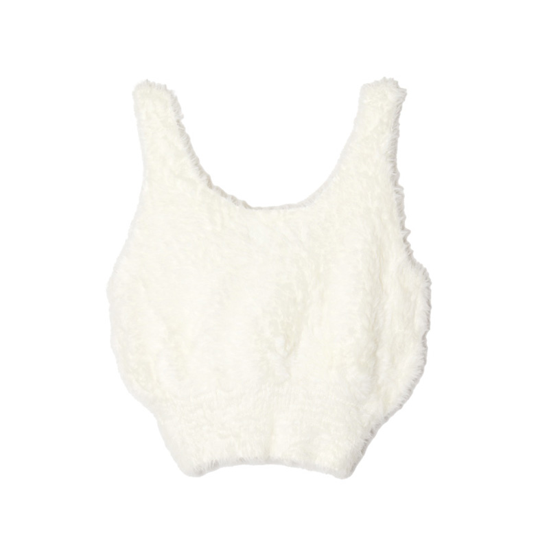 OG PLATE MOHAIR TANK TOP -WHITE-（LADIES）