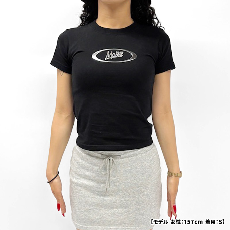 OVAL METALLIC T-SHIRT -BLACK-（LADIES）