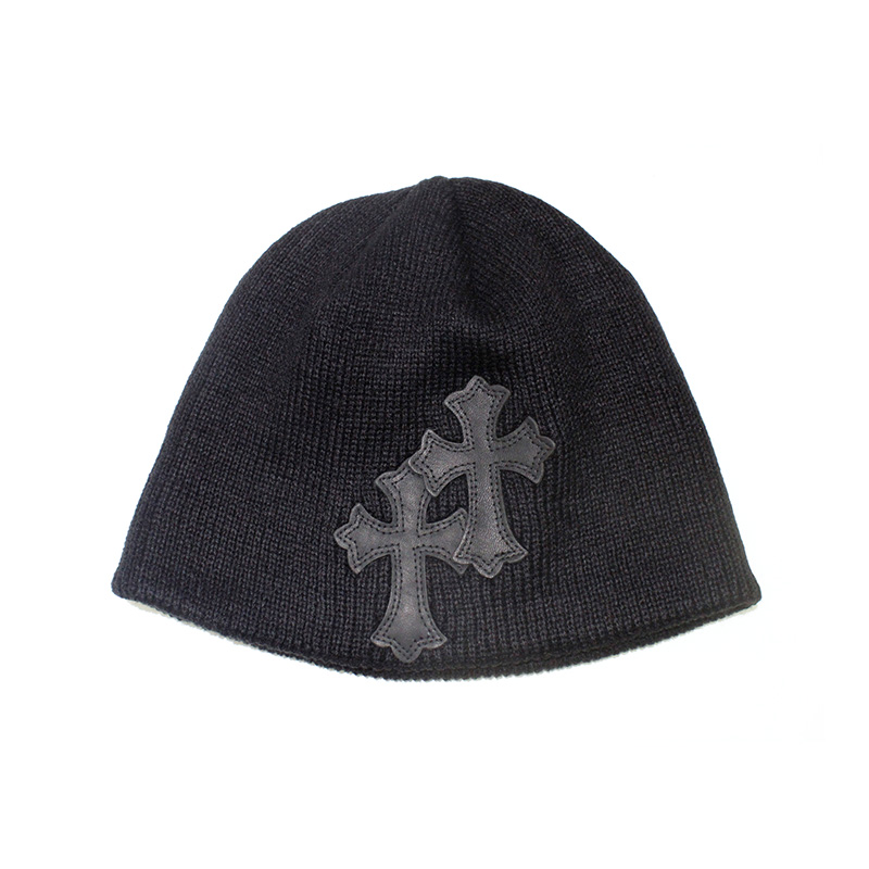 CROSS SHORT BEANIE -BLACK-