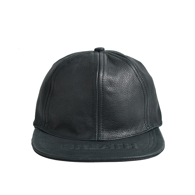 EMBOSS LEATHER CAP -BLACK-