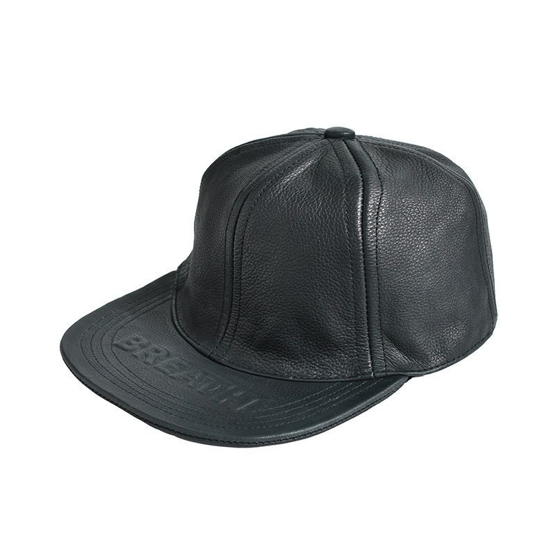 EMBOSS LEATHER CAP -BLACK-