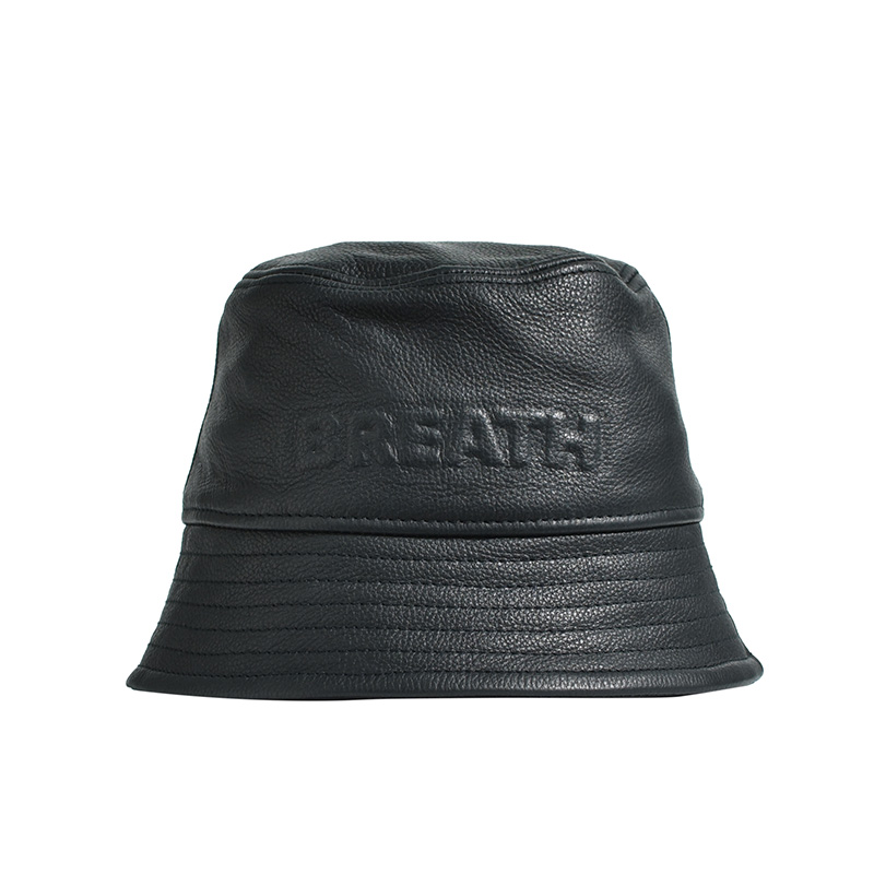 EMBOSS LEATHER HAT -BLACK-