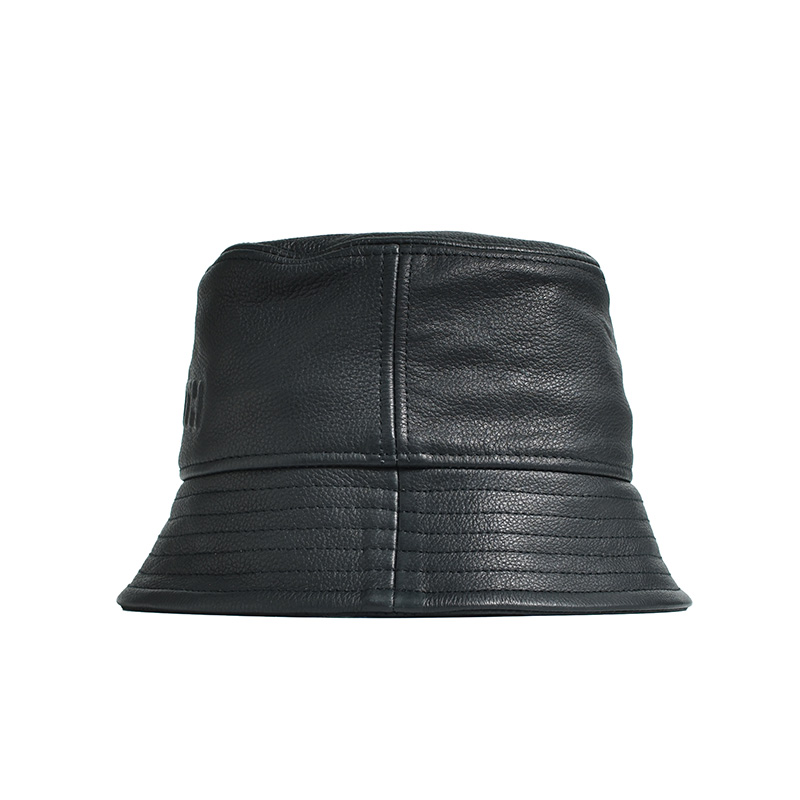 EMBOSS LEATHER HAT -BLACK-