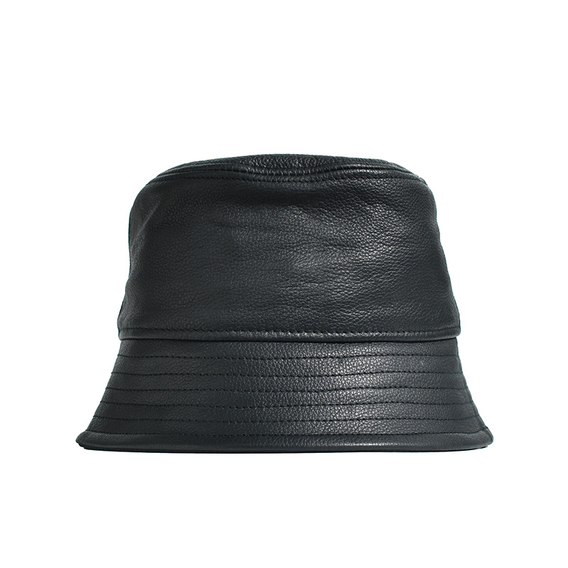 EMBOSS LEATHER HAT -BLACK-
