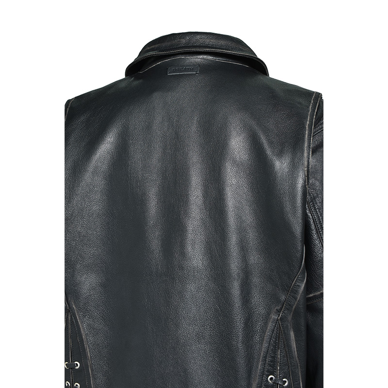 WASH LEATHER SINGLE RIDERS JACKET -BLACK-