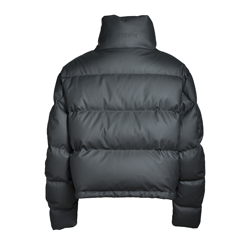 FAUX LEATHER MATTE DOWN JACKET -BLACK-