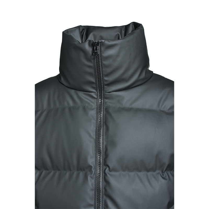 FAUX LEATHER MATTE DOWN JACKET -BLACK-