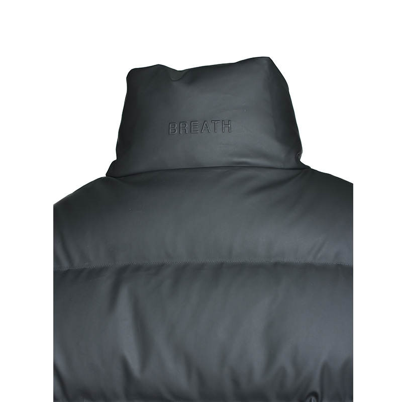 FAUX LEATHER MATTE DOWN JACKET -BLACK-