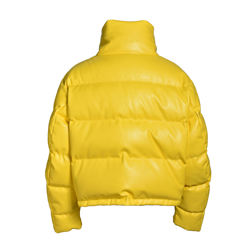 FAUX LEATHER DOWN JACKET -YELLOW-