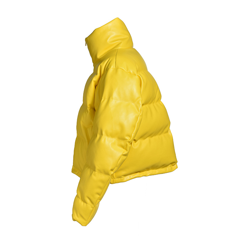FAUX LEATHER DOWN JACKET -YELLOW-