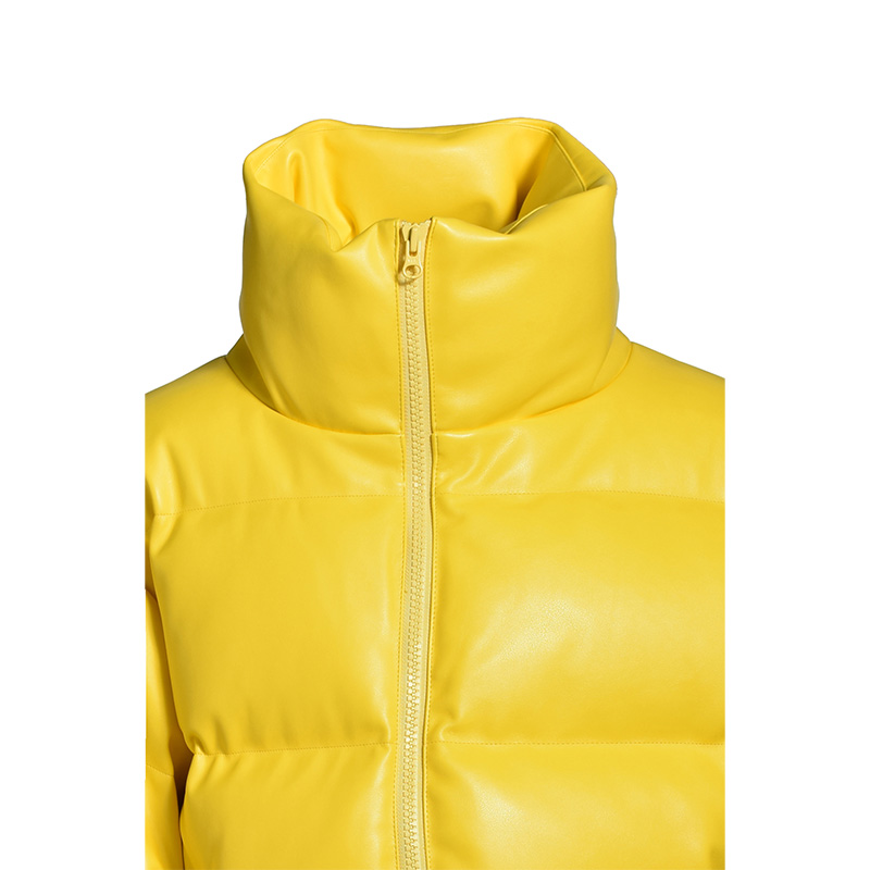 FAUX LEATHER DOWN JACKET -YELLOW-