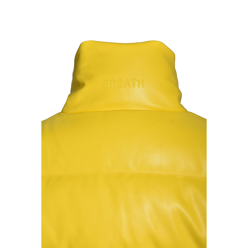 FAUX LEATHER DOWN JACKET -YELLOW-