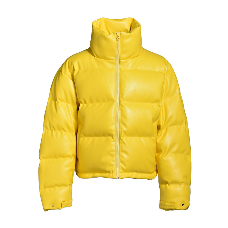 FAUX LEATHER DOWN JACKET -YELLOW-