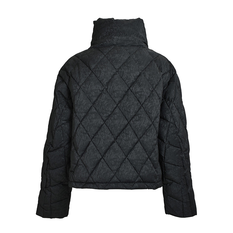 FAUX LEATHER SHINY QUILTING DOWN JACKET -2.COLOR-