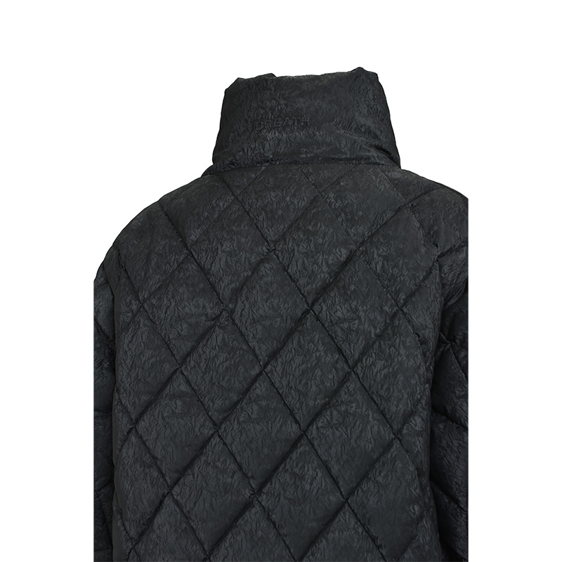 FAUX LEATHER SHINY QUILTING DOWN JACKET -2.COLOR-